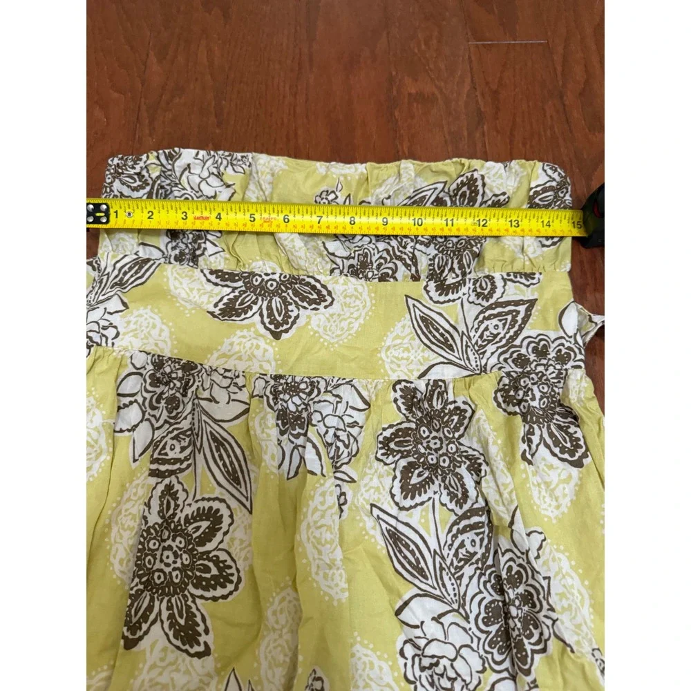 Voll USA Y2K Yellow Floral Strapless Cotton Mini Dress Crochet Lace‎ Trim Large